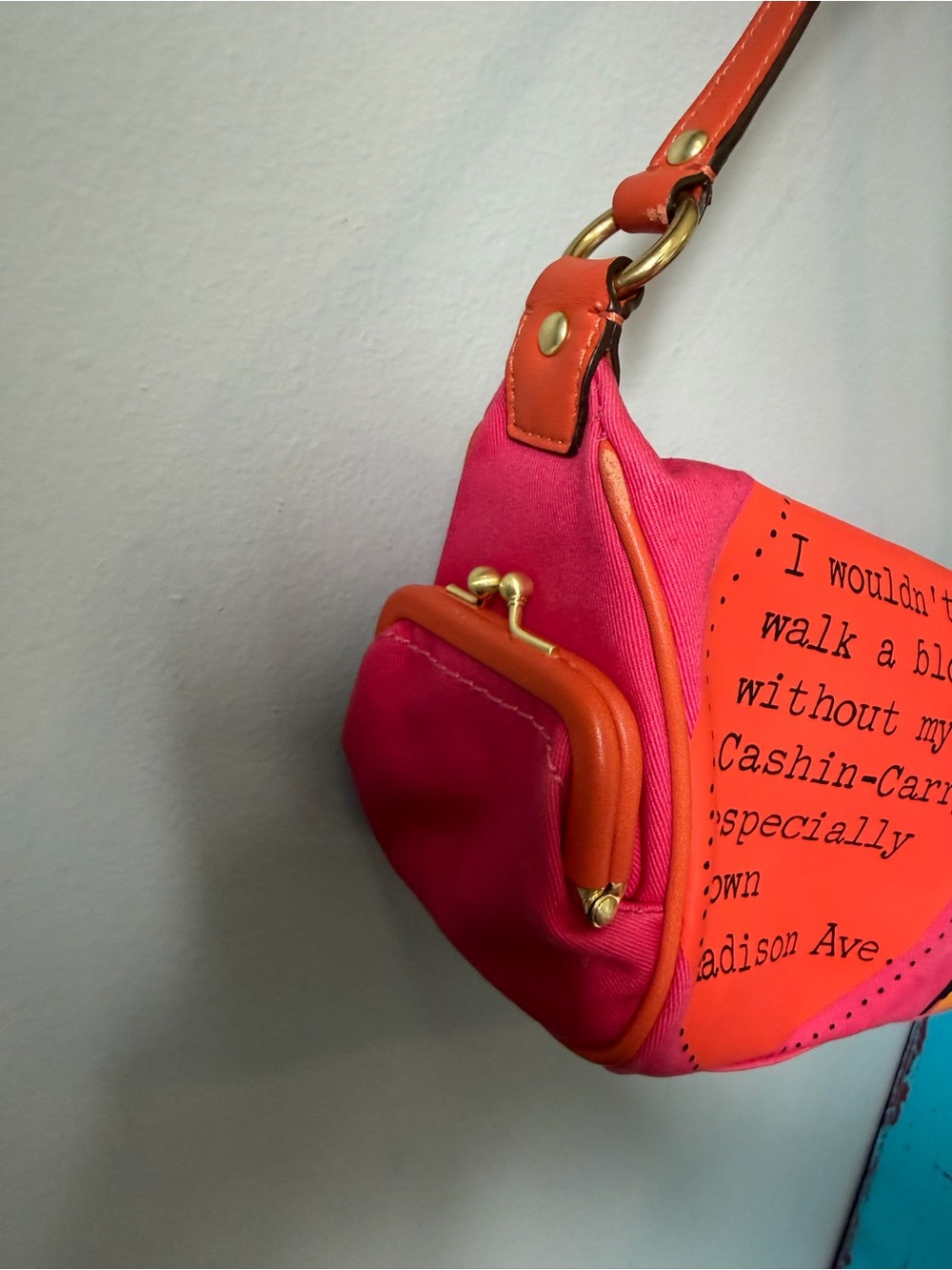 RARE Y2K Coach Bonnie Cashin Carry Kisslock Mini Shoulder Bag Pink Orange 42583 - Picture 3 of 16